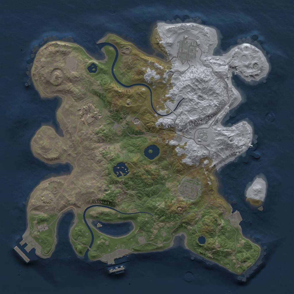 Rust Map: Procedural Map, Size: 3000, Seed: 86924, 10 Monuments