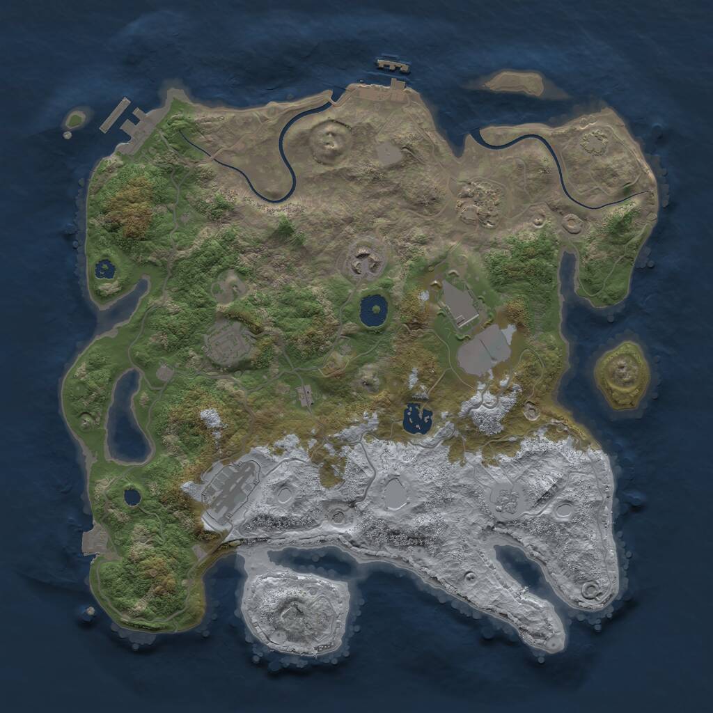 Rust Map: Procedural Map, Size: 3500, Seed: 154170667, 12 Monuments