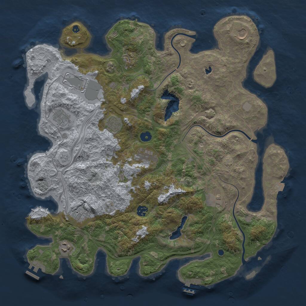 Rust Map: Procedural Map, Size: 4250, Seed: 1458297078, 17 Monuments
