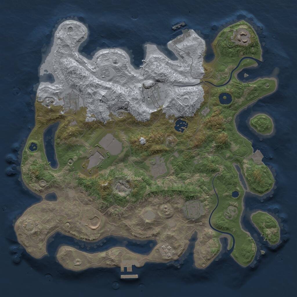 Rust Map: Procedural Map, Size: 3500, Seed: 602665755, 15 Monuments