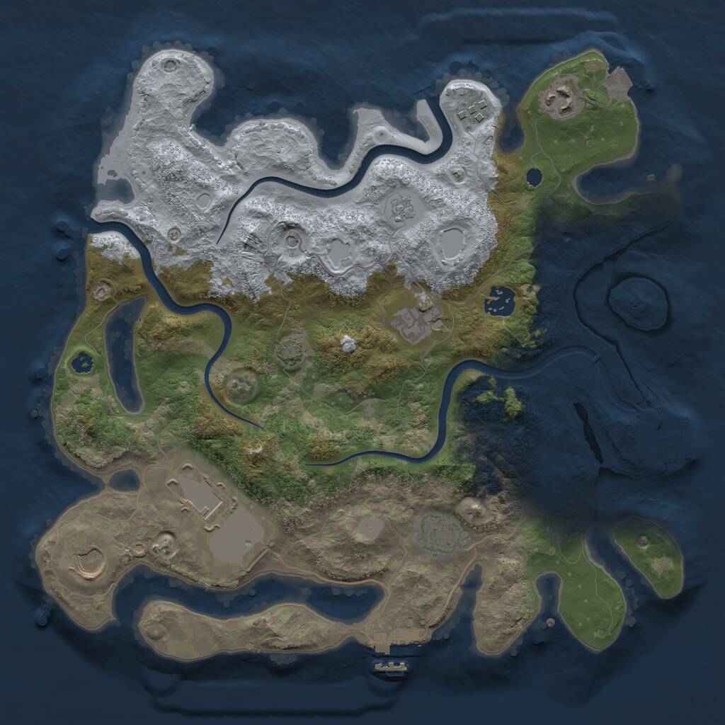 Rust Map: Procedural Map, Size: 3500, Seed: 602665755, 13 Monuments