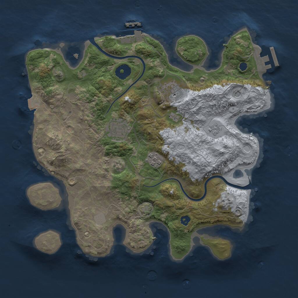 Rust Map: Procedural Map, Size: 3000, Seed: 1477739613, 9 Monuments