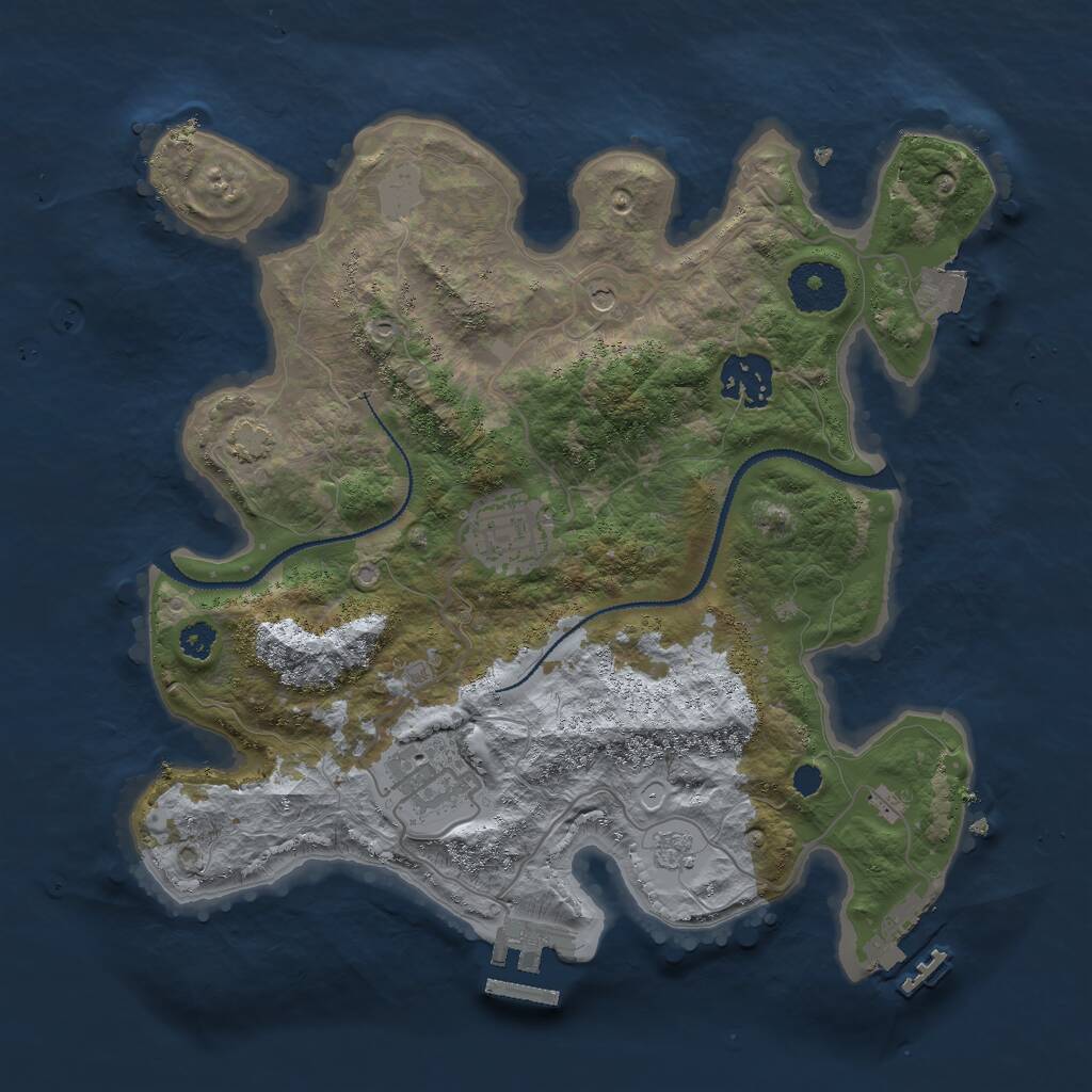Rust Map: Procedural Map, Size: 3000, Seed: 302221280, 9 Monuments