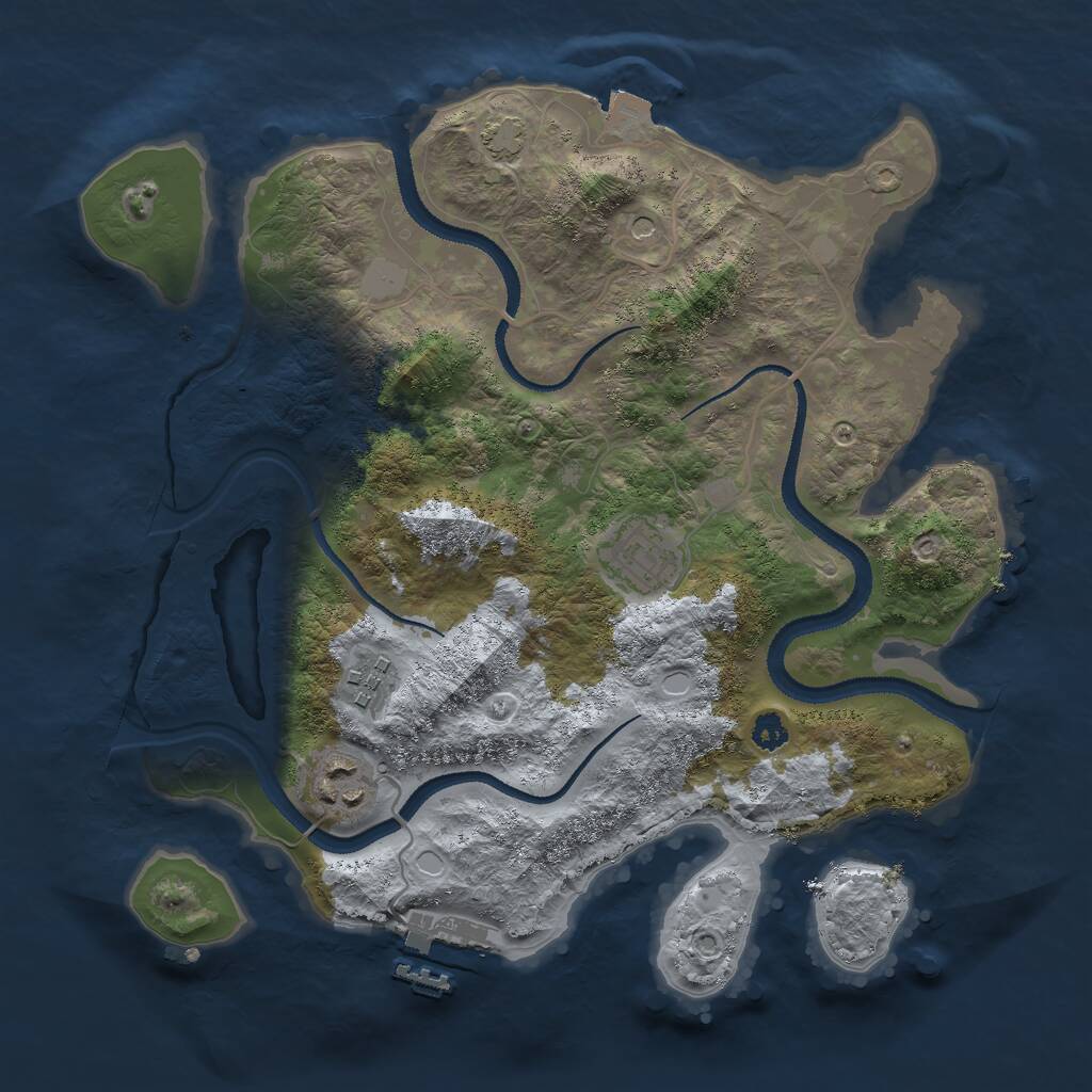 Rust Map: Procedural Map, Size: 3000, Seed: 965986598, 7 Monuments