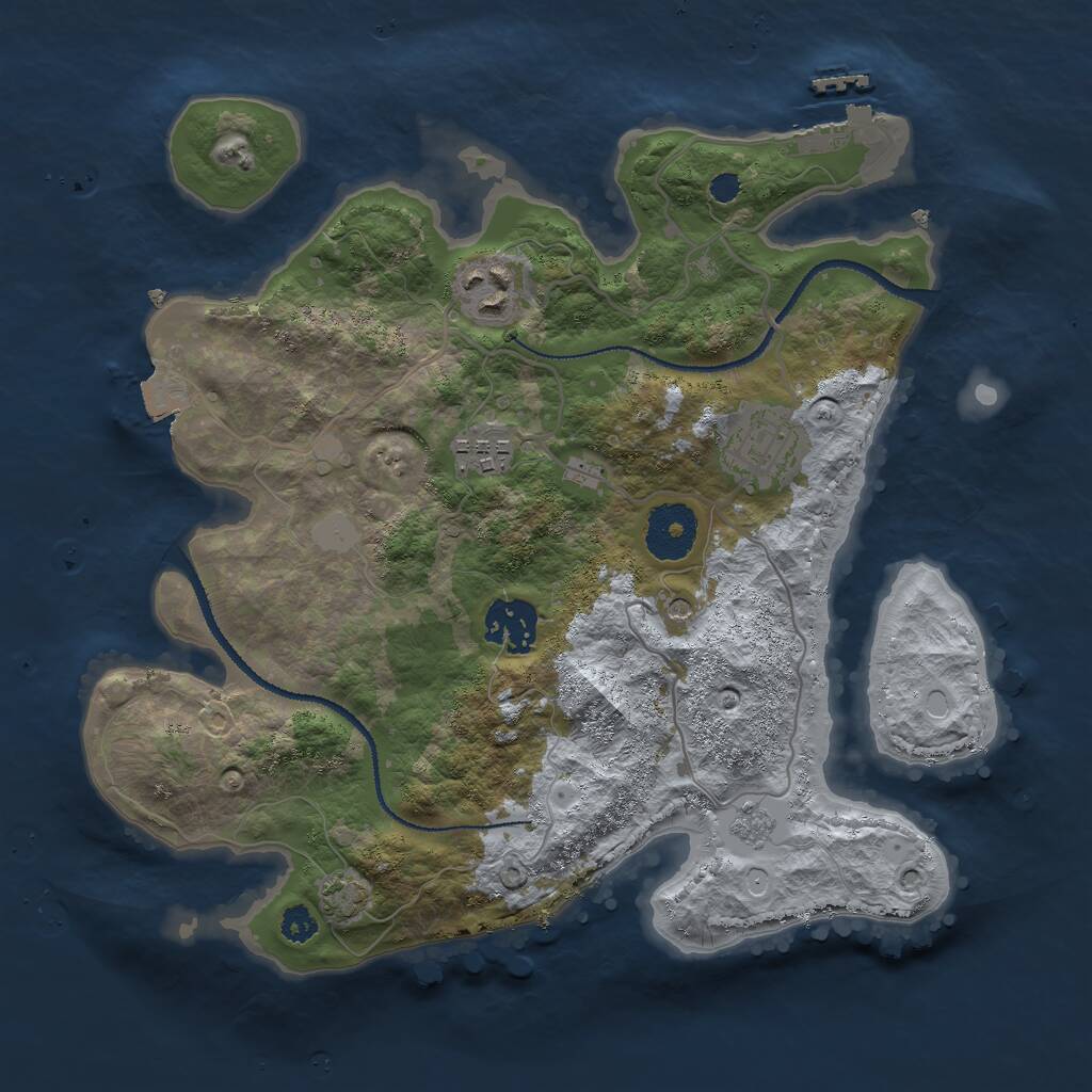 Rust Map: Procedural Map, Size: 3000, Seed: 353898937, 9 Monuments