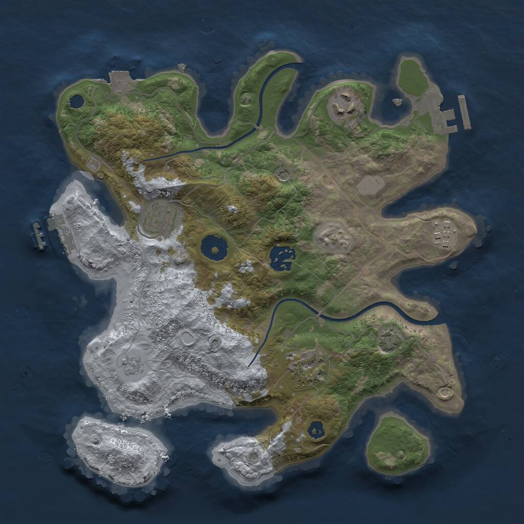 Rust Map: Procedural Map, Size: 3000, Seed: 25666, 11 Monuments