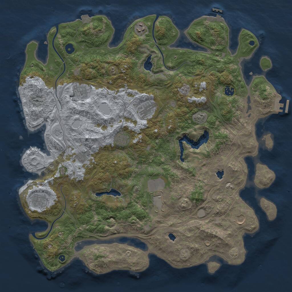 Rust Map: Procedural Map, Size: 4500, Seed: 1573025114, 16 Monuments