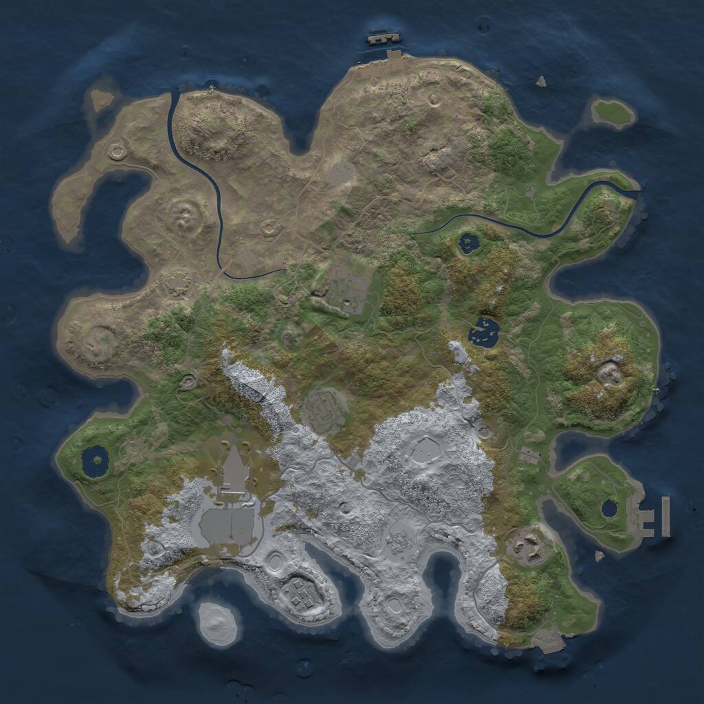 Rust Map: Procedural Map, Size: 3500, Seed: 213215, 12 Monuments