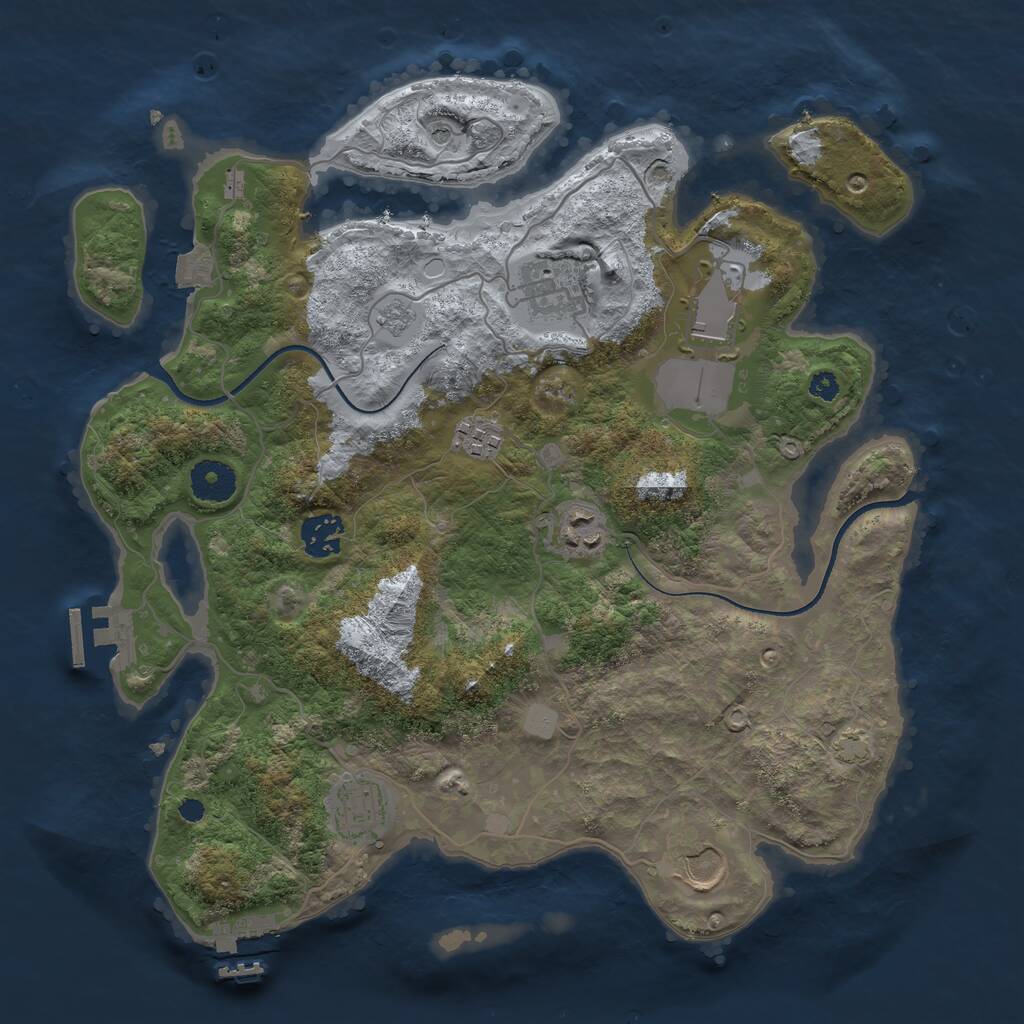 Rust Map: Procedural Map, Size: 3500, Seed: 2090125470, 13 Monuments