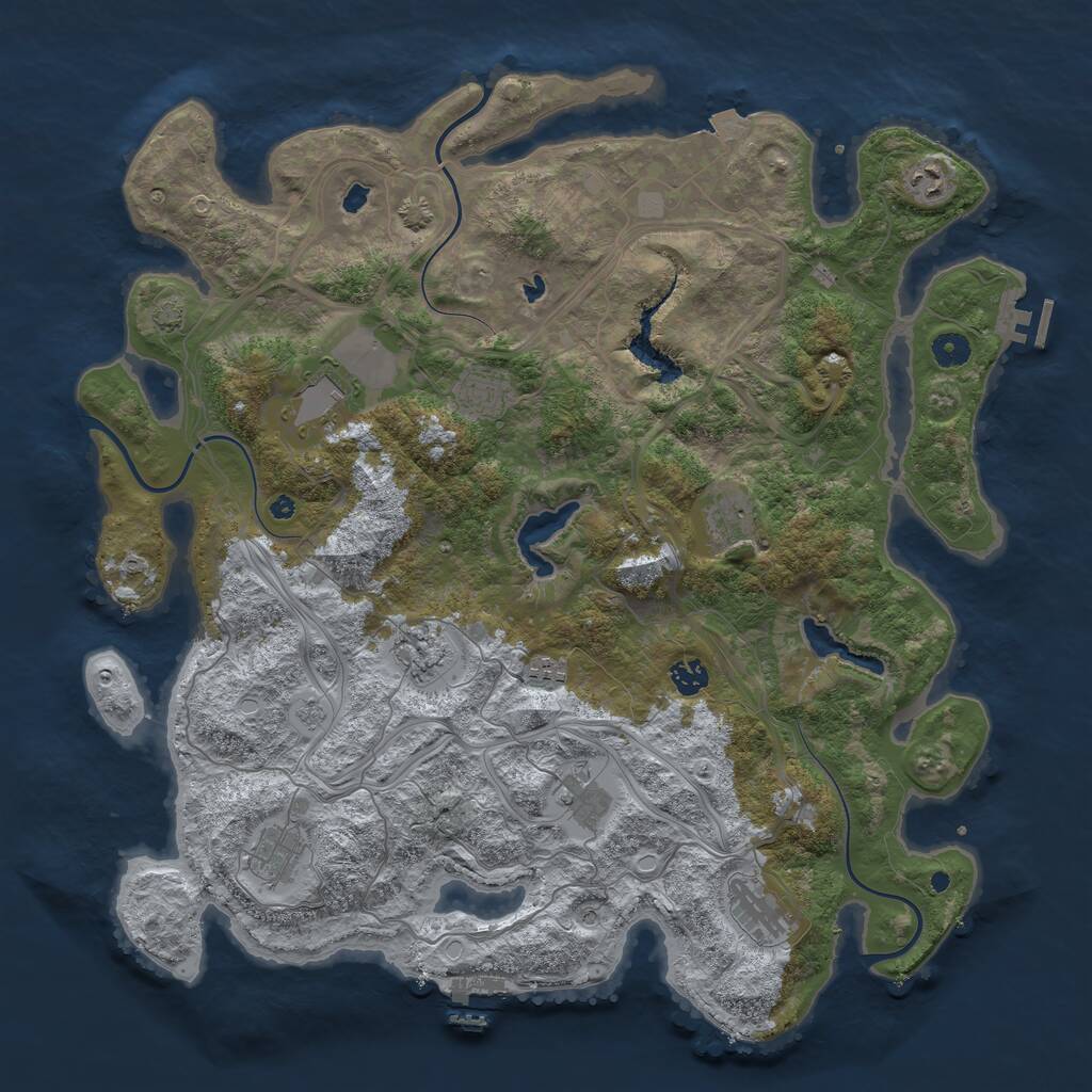 Rust Map: Procedural Map, Size: 4500, Seed: 2116310243, 16 Monuments