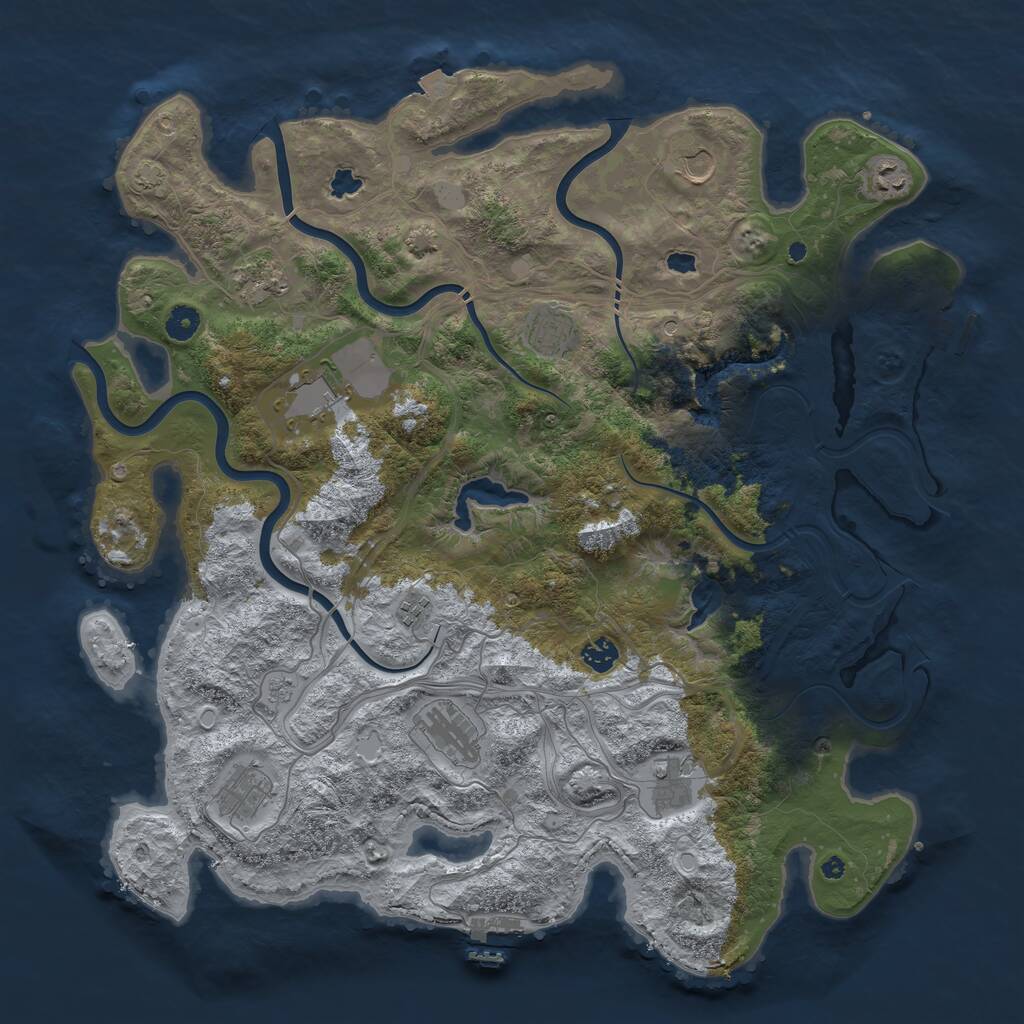 Rust Map: Procedural Map, Size: 4500, Seed: 2116310243, 16 Monuments
