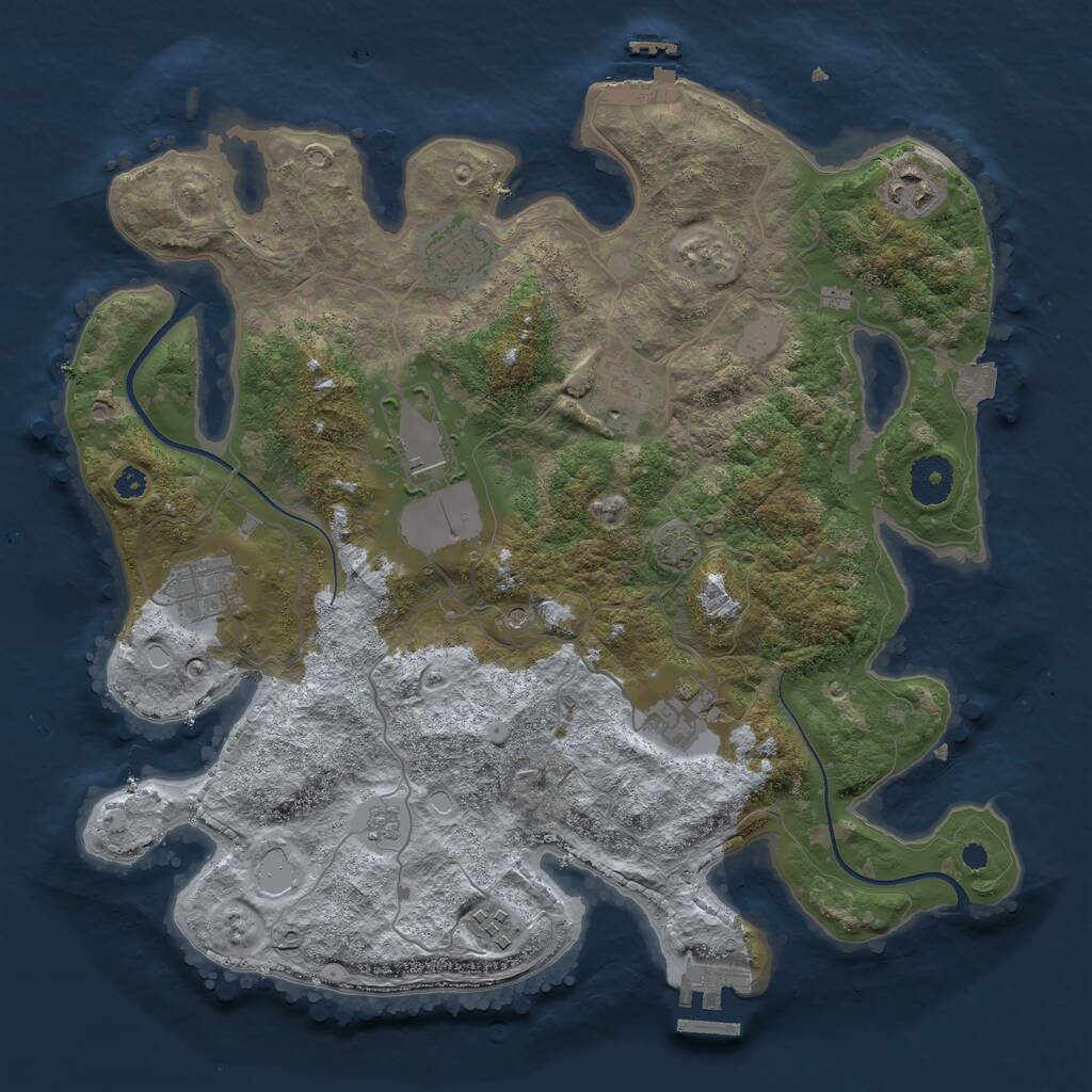Rust Map: Procedural Map, Size: 3500, Seed: 29573937, 13 Monuments