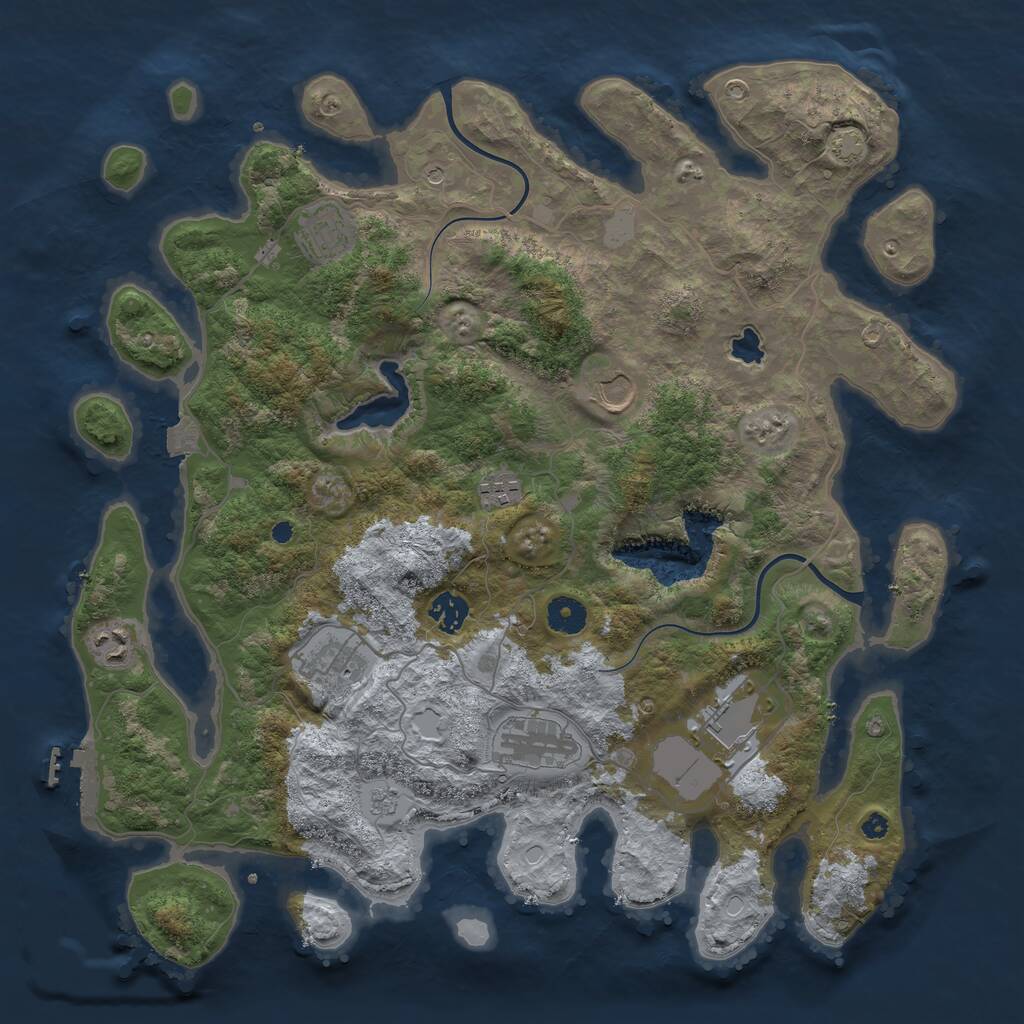 Rust Map: Procedural Map, Size: 4000, Seed: 1862757702, 13 Monuments