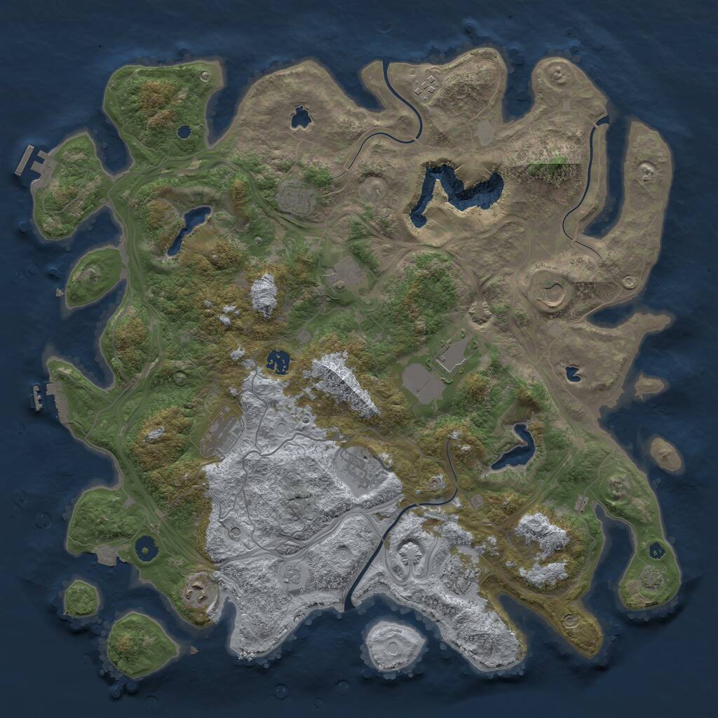 Rust Map: Procedural Map, Size: 4500, Seed: 1708953095, 16 Monuments