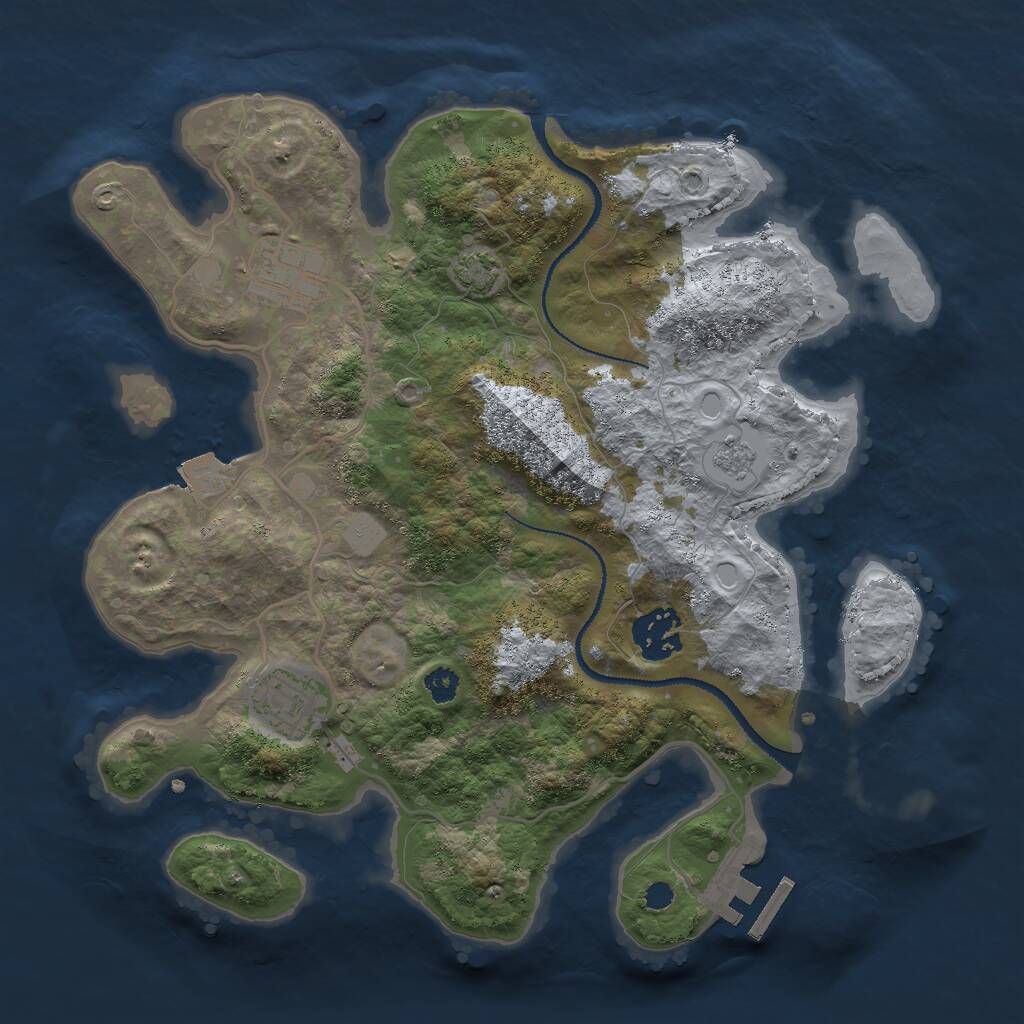 Rust Map: Procedural Map, Size: 3000, Seed: 7402935, 7 Monuments