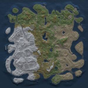 Thumbnail Rust Map: Procedural Map, Size: 4500, Seed: 943764341, 15 Monuments