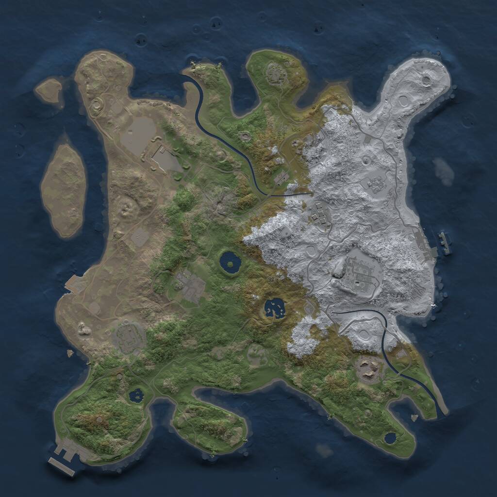 Rust Map: Procedural Map, Size: 3500, Seed: 120491753, 13 Monuments