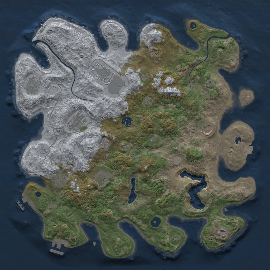 Rust Map: Procedural Map, Size: 4000, Seed: 1030194616, 16 Monuments