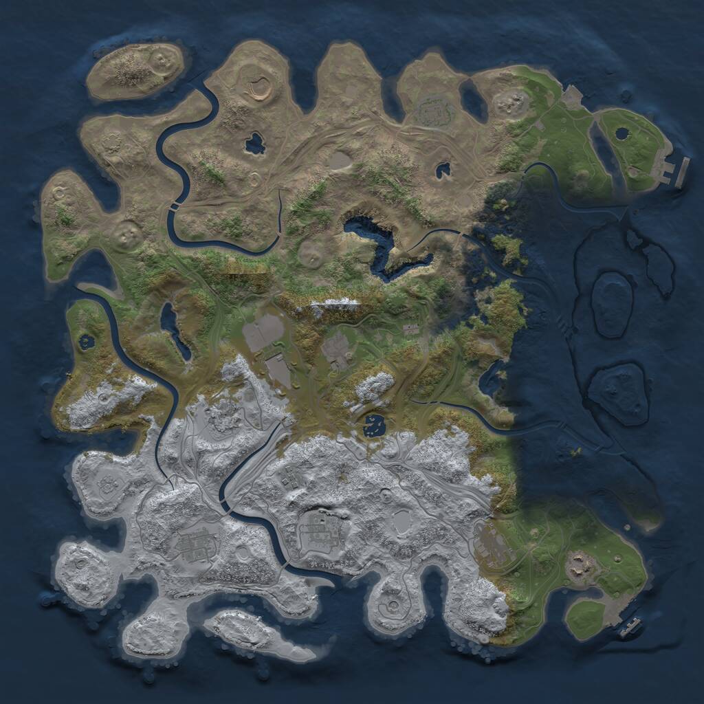 Rust Map: Procedural Map, Size: 4500, Seed: 1831699149, 17 Monuments