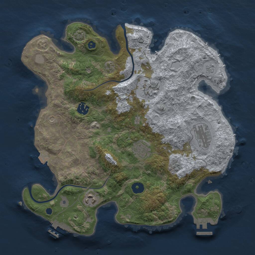 Rust Map: Procedural Map, Size: 3250, Seed: 2077410520, 12 Monuments