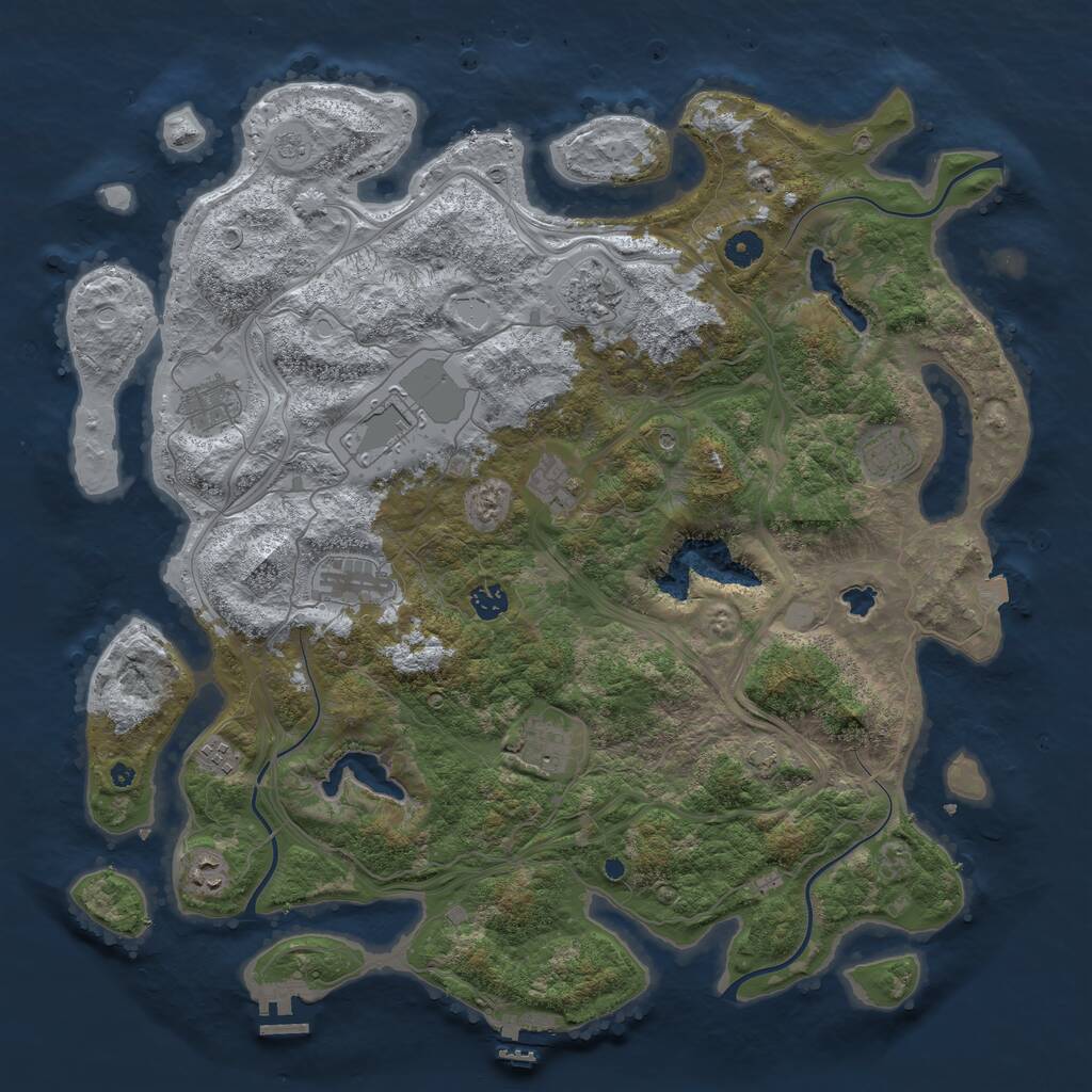 Rust Map: Procedural Map, Size: 4500, Seed: 8022025, 16 Monuments