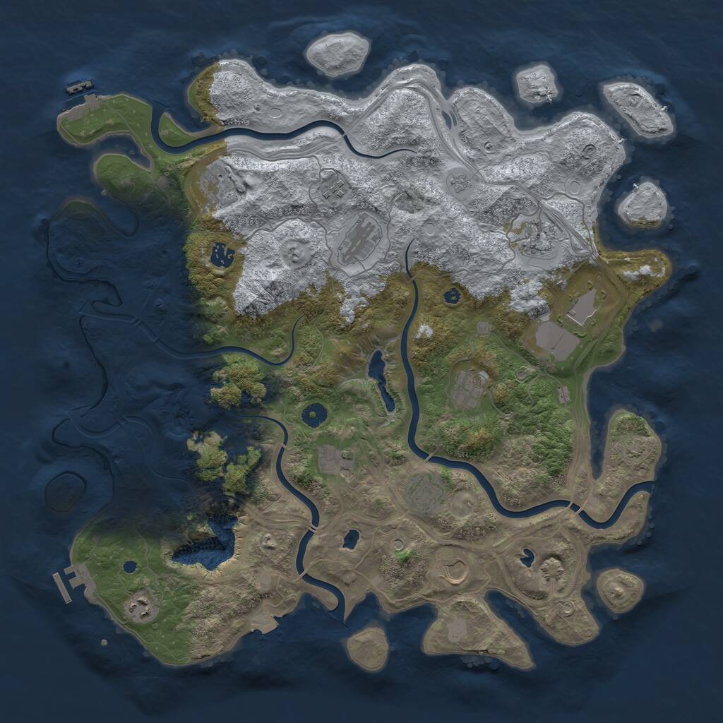 Rust Map: Procedural Map, Size: 4500, Seed: 383923468, 17 Monuments