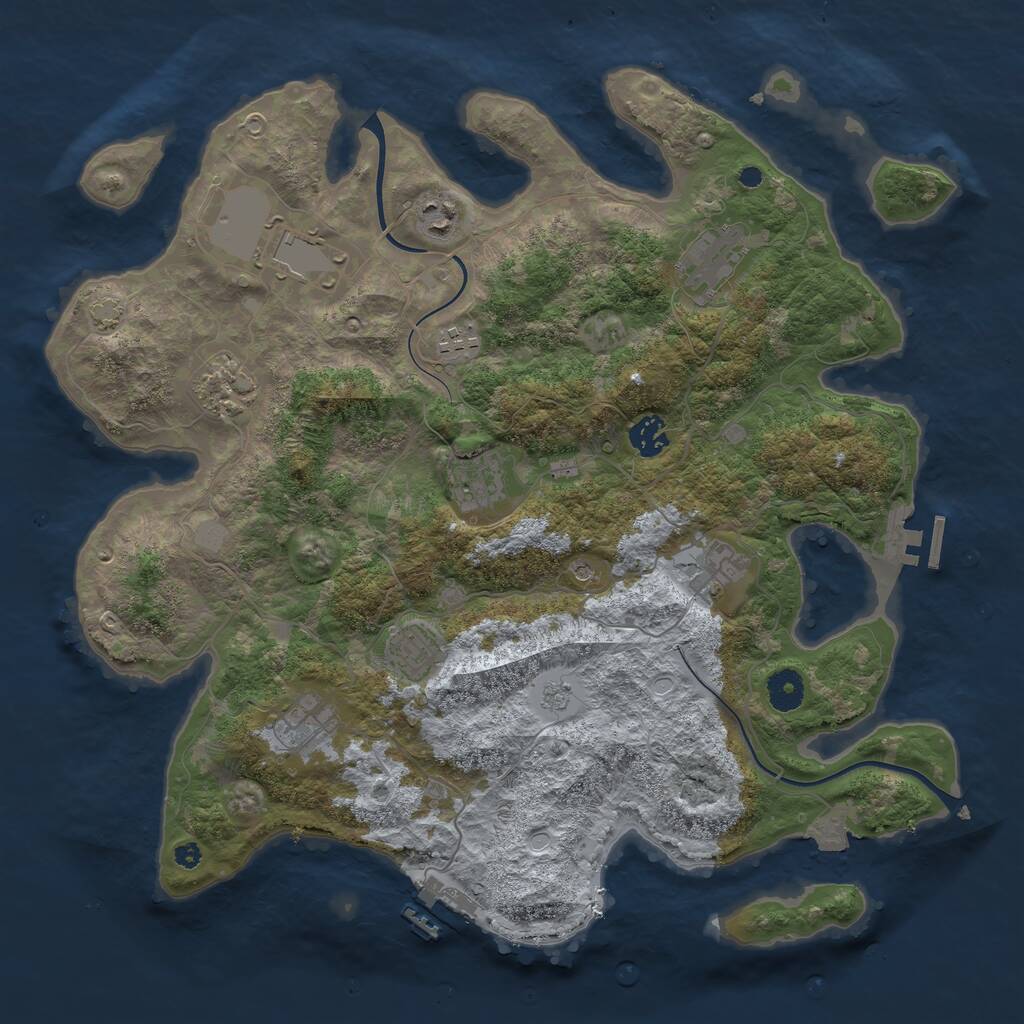 Rust Map: Procedural Map, Size: 3900, Seed: 1505371095, 16 Monuments