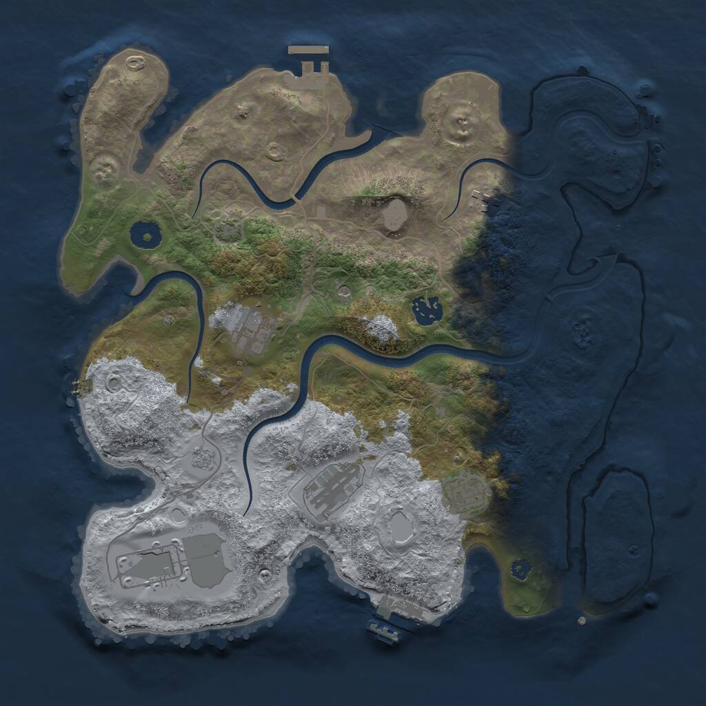 Rust Map: Procedural Map, Size: 3500, Seed: 35741251, 12 Monuments