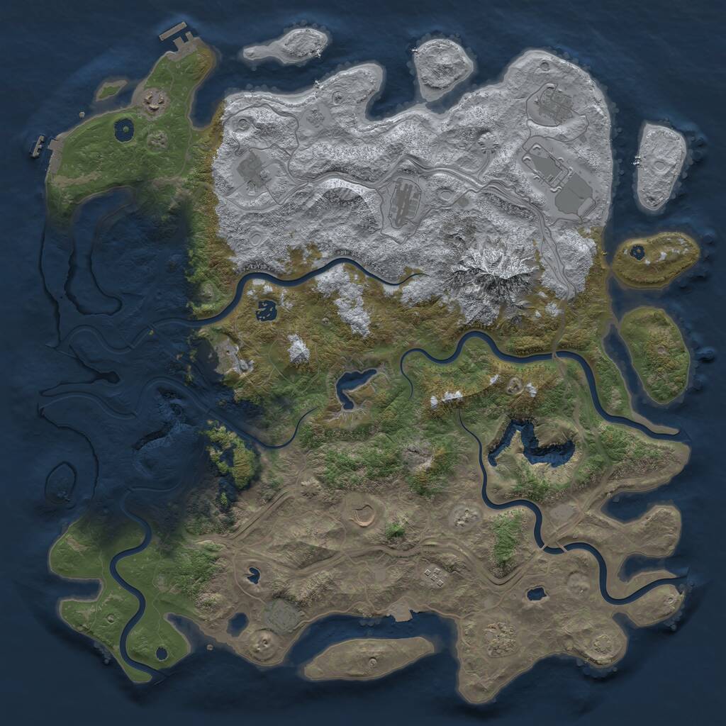 Rust Map: Procedural Map, Size: 5000, Seed: 2067170225, 17 Monuments