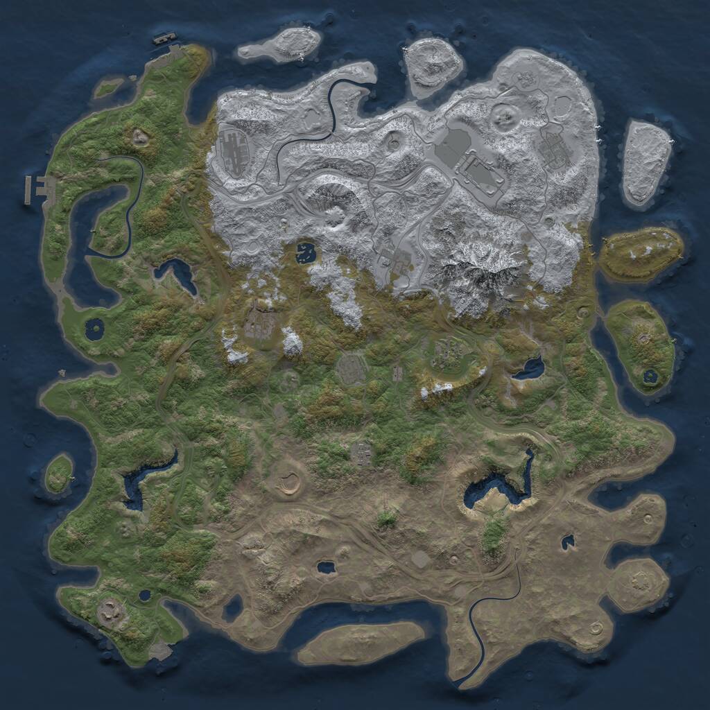 Rust Map: Procedural Map, Size: 5000, Seed: 2067170225, 17 Monuments
