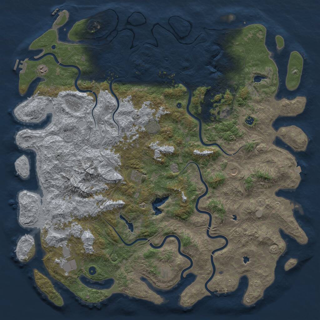 Rust Map: Procedural Map, Size: 6000, Seed: 19766101, 17 Monuments