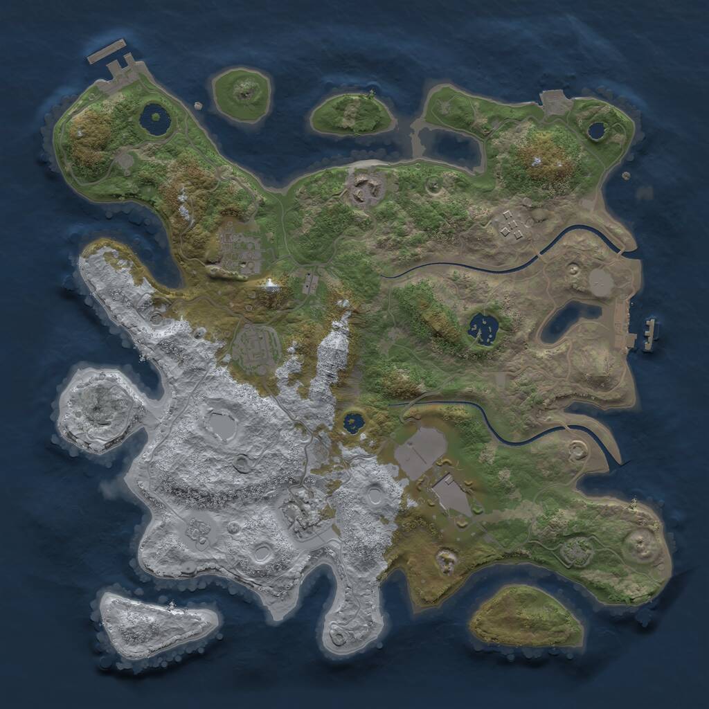 Rust Map: Procedural Map, Size: 3500, Seed: 1251616557, 13 Monuments