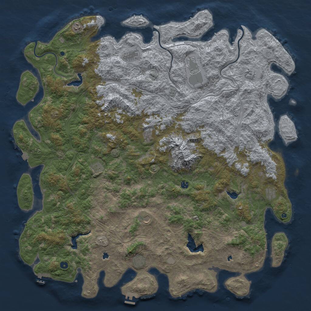 Rust Map: Procedural Map, Size: 6000, Seed: 1840400900, 17 Monuments