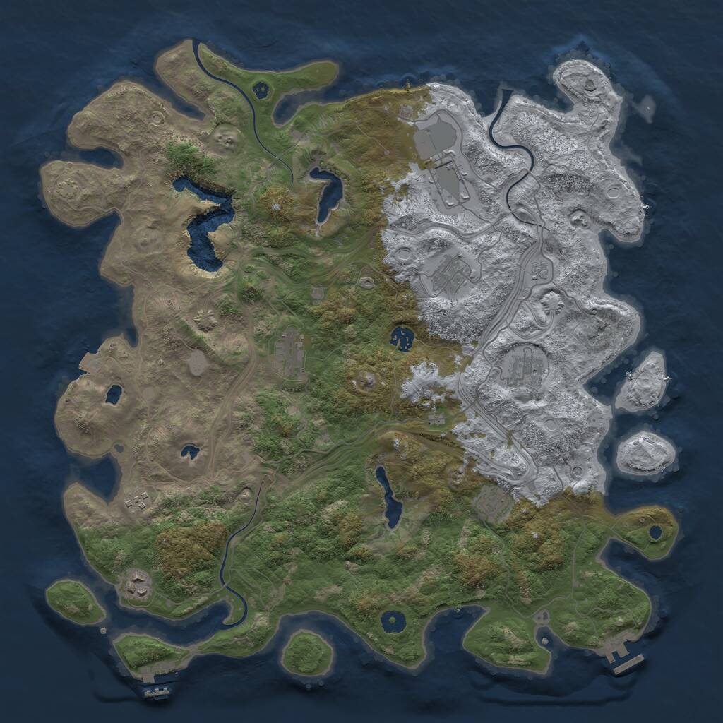 Rust Map: Procedural Map, Size: 4500, Seed: 1201696618, 14 Monuments