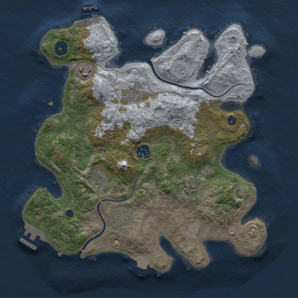 Rust Map: Procedural Map, Size: 3250, Seed: 1889348995, 12 Monuments