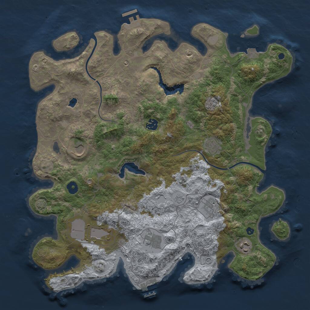 Rust Map: Procedural Map, Size: 4000, Seed: 1929274265, 14 Monuments