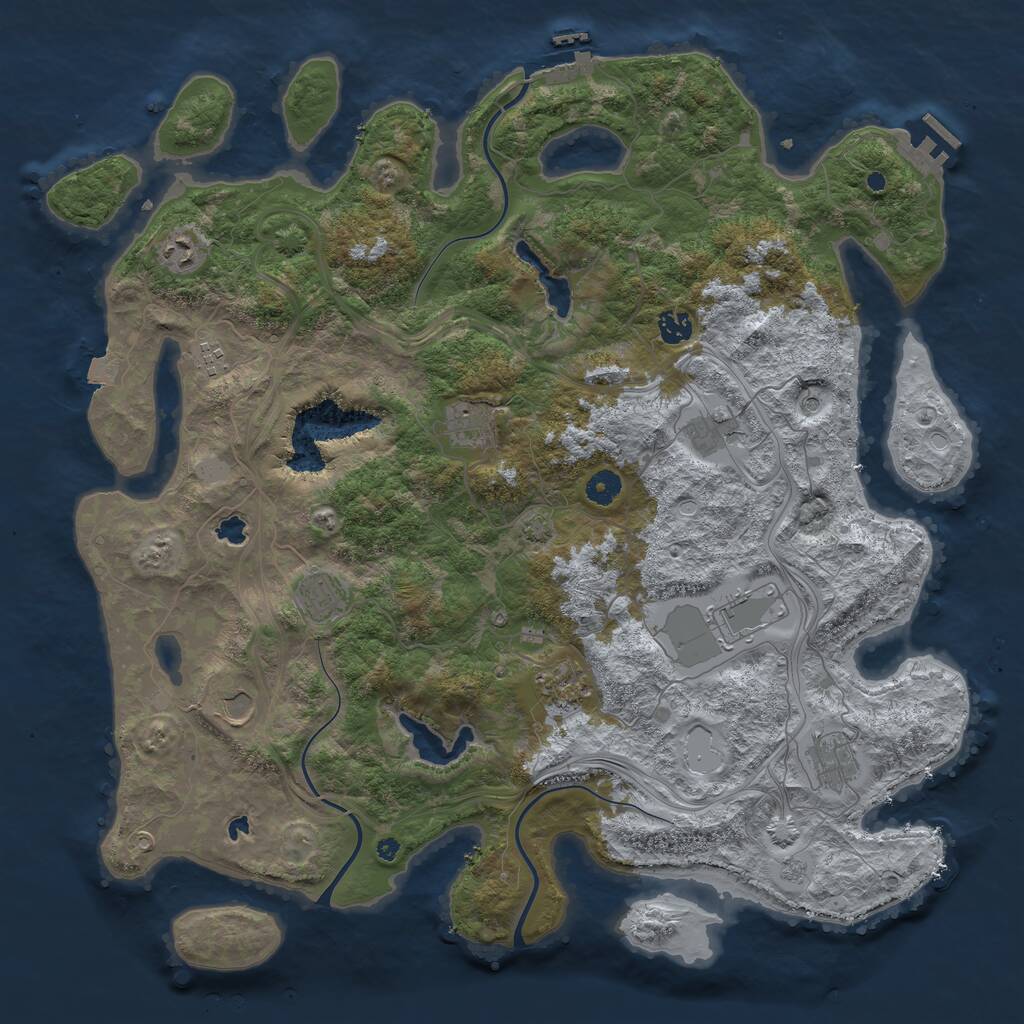 Rust Map: Procedural Map, Size: 4500, Seed: 2047083357, 16 Monuments