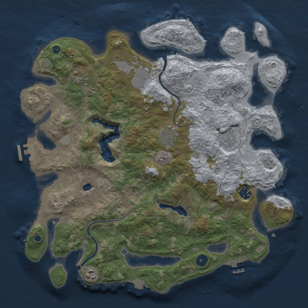 Rust Map: Procedural Map, Size: 4000, Seed: 711415107, 13 Monuments