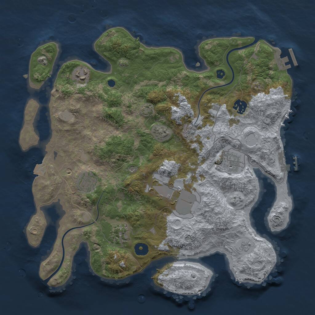 Rust Map: Procedural Map, Size: 3500, Seed: 917635587, 13 Monuments
