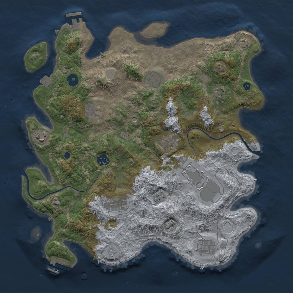 Rust Map: Procedural Map, Size: 3750, Seed: 235062485, 16 Monuments