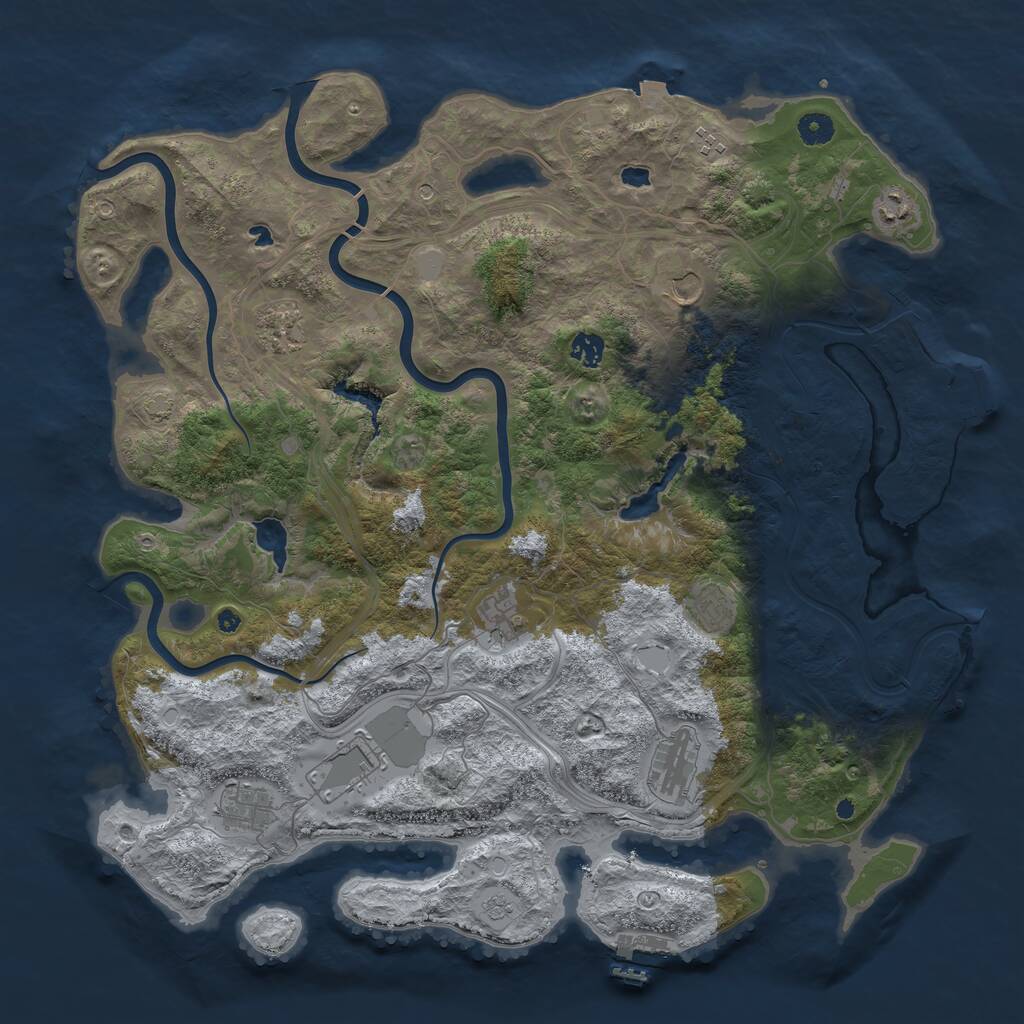 Rust Map: Procedural Map, Size: 4500, Seed: 249877995, 16 Monuments