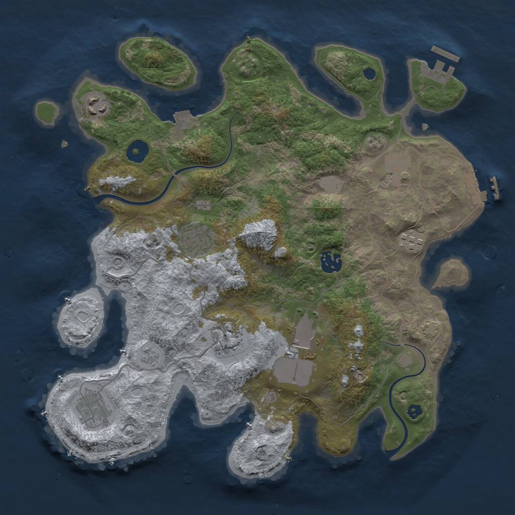 Rust Map: Procedural Map, Size: 3500, Seed: 600849158, 14 Monuments