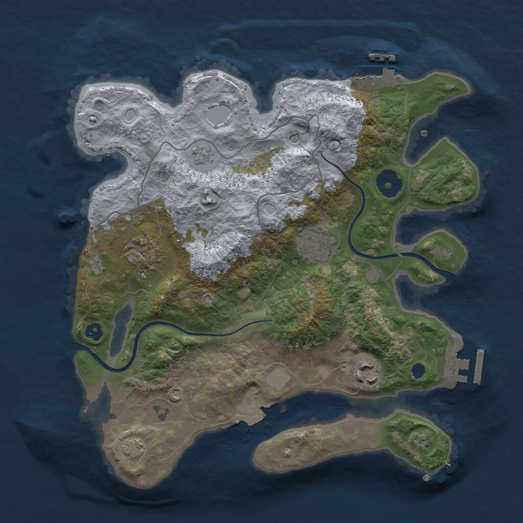 Rust Map: Procedural Map, Size: 3000, Seed: 253851828, 9 Monuments