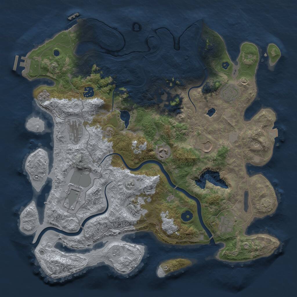 Rust Map: Procedural Map, Size: 4000, Seed: 873479281, 16 Monuments