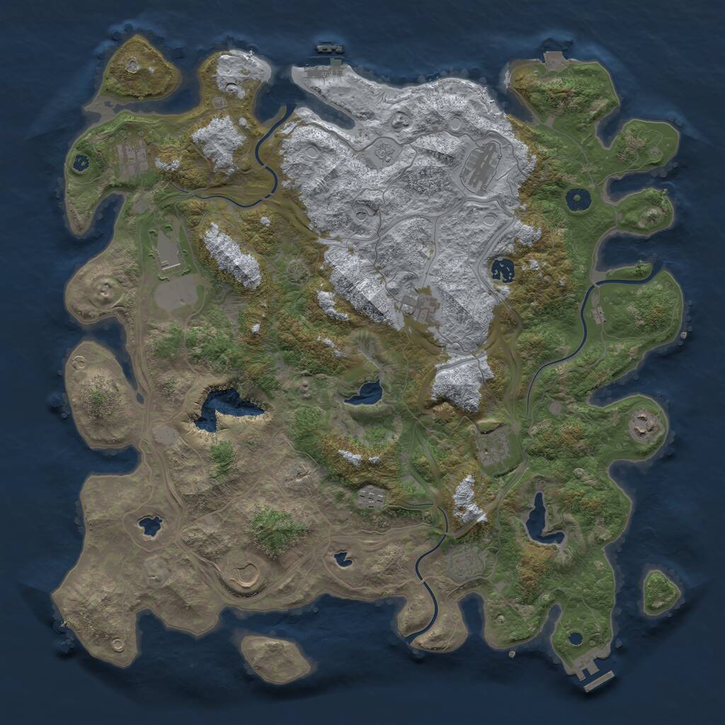 Rust Map: Procedural Map, Size: 4500, Seed: 174189974, 16 Monuments