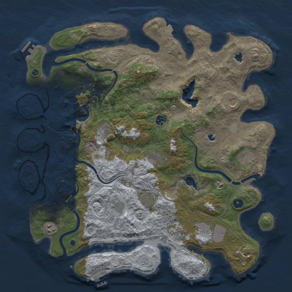 Rust Map: Procedural Map, Size: 4500, Seed: 158421114, 17 Monuments