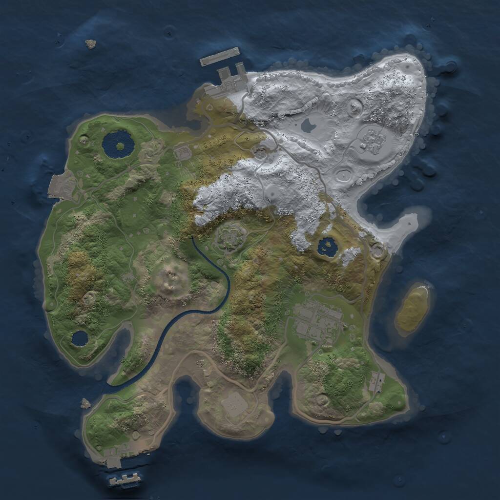 Rust Map: Procedural Map, Size: 2500, Seed: 1454498102, 7 Monuments