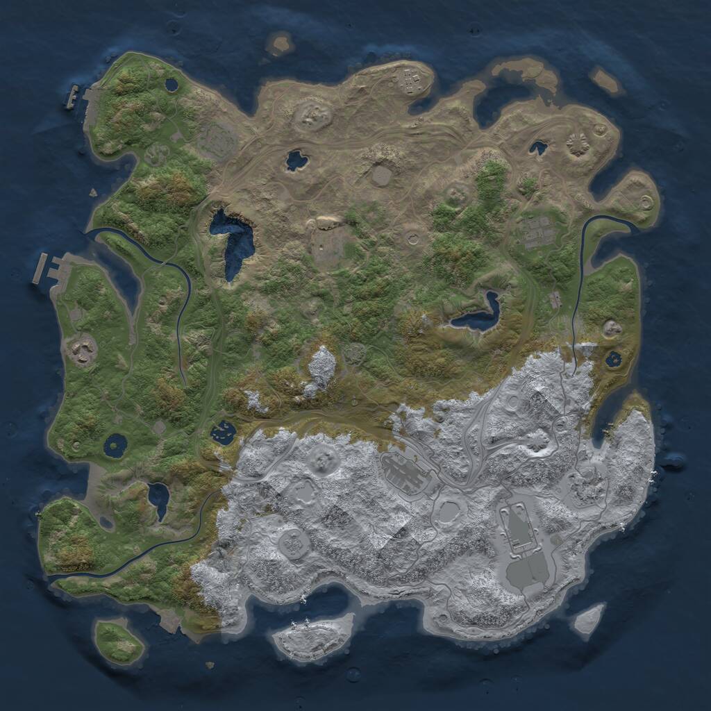 Rust Map: Procedural Map, Size: 4500, Seed: 1057061468, 15 Monuments