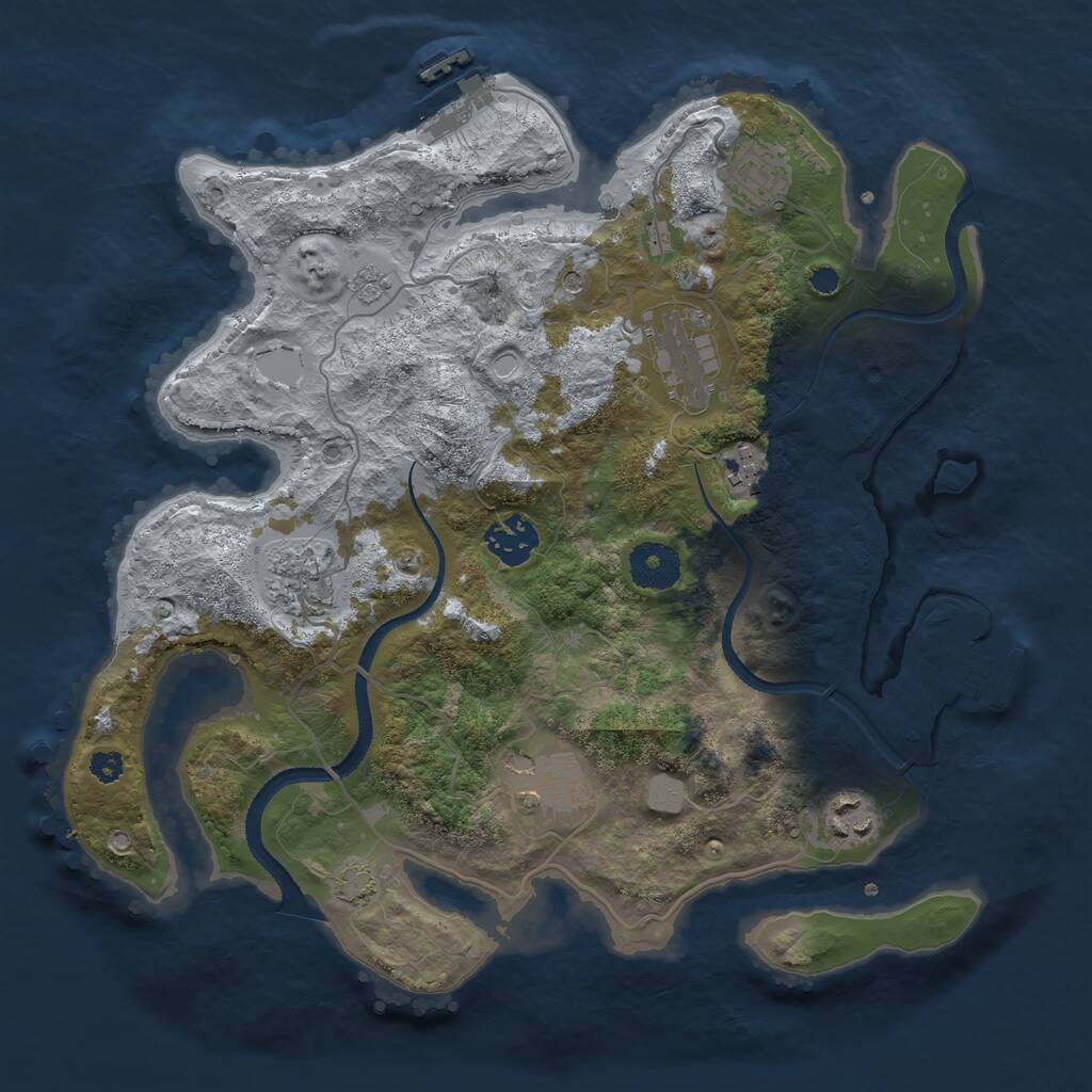 Rust Map: Procedural Map, Size: 3300, Seed: 613590129, 13 Monuments