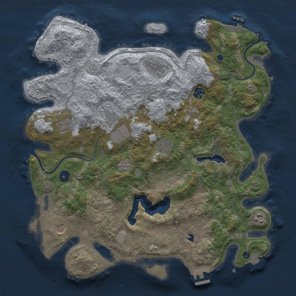 Rust Map: Procedural Map, Size: 4000, Seed: 1230652644, 14 Monuments